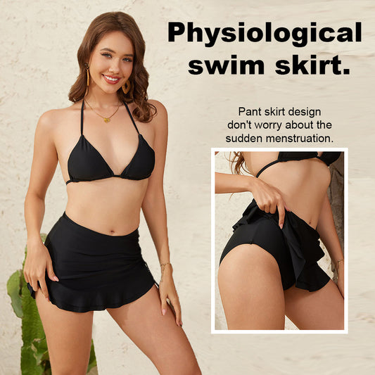 Saia de Natação Curta Anti-andar Leve Cobertura de Barriga Saia de Menstruação de Meio Comprimento Calças de Cintura Alta Saia Calças Femininas de Natação Combináveis