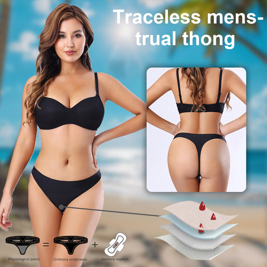 Roupa íntima fisiológica plus size de seda gelada, quatro camadas de absorvente de água à prova de vazamentos, absorvente higiênico, maiô menstrual, calça G