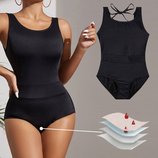 Maid de uma peça com recortes para mulheres, roupa fisiológica menstrual, maiô sexy sem absorvente