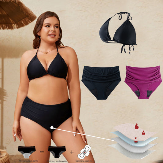 Roupa íntima fisiológica plus size para cobrir a barriga, roupa íntima para natação à prova d'água, quatro camadas, não menstrual, vazamento, roupa de banho, calça fisiológica 
